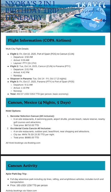 Custom Itinerary